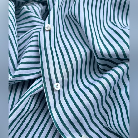 Zara | Green & White Striped Long Poplin Shirt - Picture 13 of 16